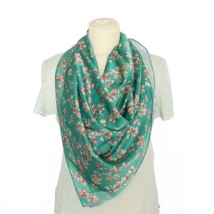 FOULARD FIORI DI PESCO verde(Terminato)